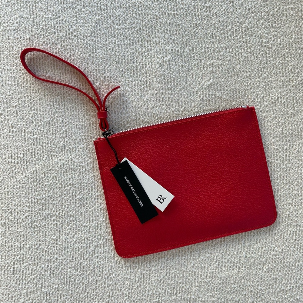 Banana Republic Red Leather Wristlet Clutch